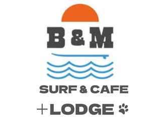 ペットと泊まれる宿｜B&M SURF&CAFE+LODGEロゴ